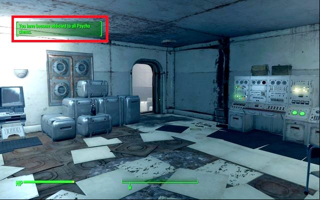 When you become addicted to a specific chemical, you will be noticed about it in the upper left corner of the screen - Fallout 4: Boosters (drugs and medicaments) and addictions - Combat - Fallout 4 Game Guide & Walkthrough
