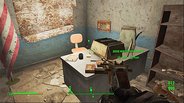 Look behind the desk with a large cardboard box on it - Fallout 4: Long Time Coming - Nick Valentine - Minor quests for Institute faction - Fallout 4 Game Guide & Walkthrough