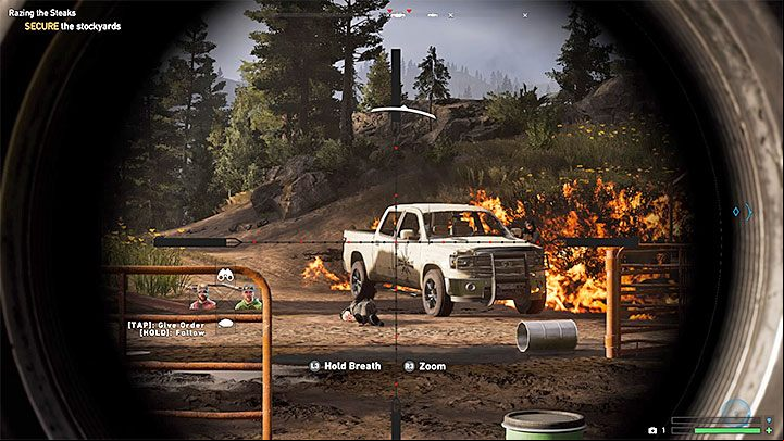 Once you kill all animals, reach Zip and cover him while he will plant explosives - Razing the Steaks in Holland Valley - Holland Valley - Far Cry 5 Game Guide