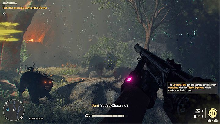 Inside the cave, place the collected relics on the floor marked by the signs - this will start the battle with Oluso the panther - Far Cry 6: Oluso - Amigo - Amigos - pets - Far Cry 6 Guide