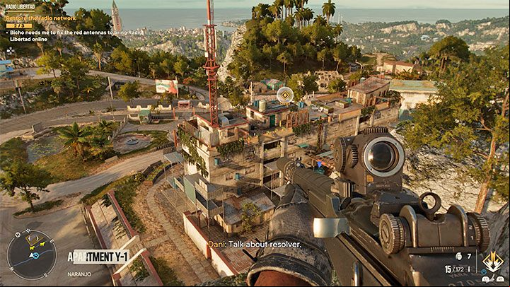 The red antenna from point 2 on the map is in the building from the image above - Far Cry 6: Re-Education - walkthrough - Valle De Oro - Far Cry 6 Guide