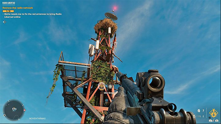 The red antenna from point 3 on the map is at the top of the mountain - you will have to climb - Far Cry 6: Re-Education - walkthrough - Valle De Oro - Far Cry 6 Guide