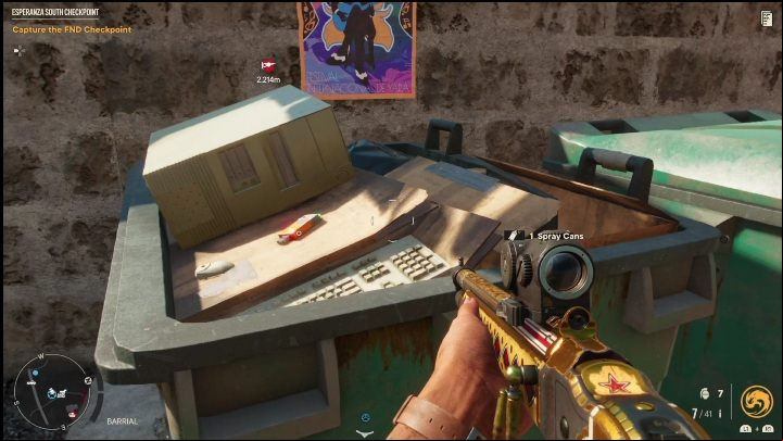 This USB drive is on top of a big trashcan, right next to an old computer and cardboard boxes - Far Cry 6: USB Songs - list, locations - Other - Far Cry 6 Guide