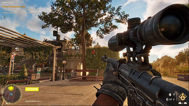 There aren't many enemies in the villa, but eliminating them can be complicated due to the open space between the entrance gate and the mansion itself - Far Cry 6: Guerrilla Radio - walkthrough - Valle De Oro - Far Cry 6 Guide