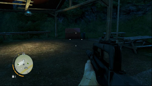 In the area marked with the number, you will find the statuette behind the red container shown in the screenshot - The Southern Island - North-eastern part - Cult Objects - Far Cry 3 - Game Guide and Walkthrough