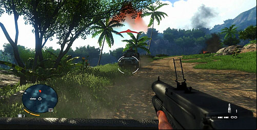 After you watch the cutscene, keep pressing jump, in order to keep pushing the car - Island Port Hotel - Main missions - Far Cry 3 - Game Guide and Walkthrough