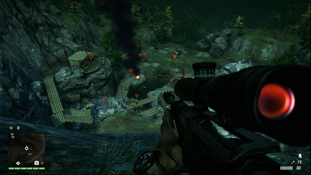 Capturing this outpost will be very easy with a sniper a rifle. - KEO Pradhana Mine - Outposts - Three alarms - Far Cry 4 - Game Guide and Walkthrough