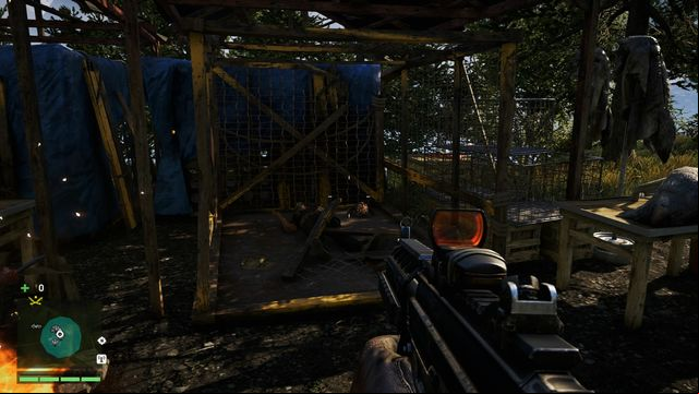 You will find the mask in the corner of a cage near the campfire - Southern and central Kyrat - Yalungas Masks - Far Cry 4 - Game Guide and Walkthrough