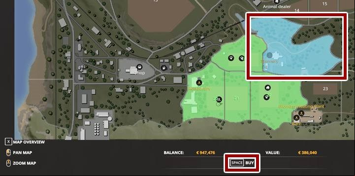 To purchase the correct plot of land, go to the map view - Farming Simulator 19: New fields - how to buy? - FAQ - Farming Simulator 19 Guide and Tips