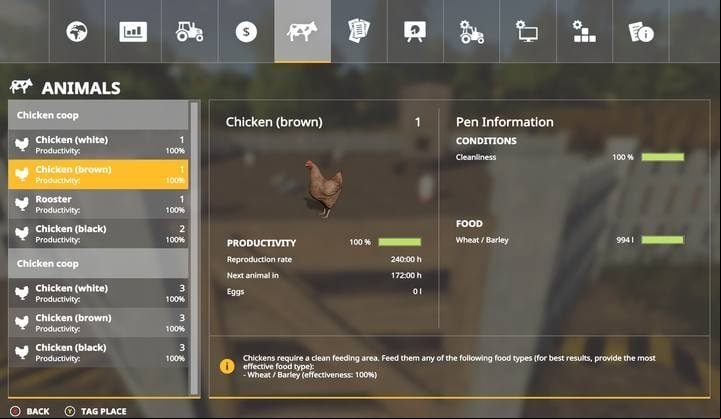 You can buy chickens standing in front of the poultry house gate; hence you will also sell their surplus. - Farming Simulator 19: Chickens, tips - Husbandry - Farming Simulator 19 Guide and Tips