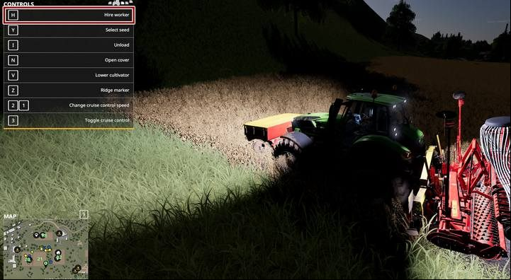 To hire an employee in Farming Simulator 19 to do the work for you, all you have to do is press the key/button (B on XONE / circle on PS4) - Farming Simulator 19: Workers - how to hire? - FAQ - Farming Simulator 19 Guide and Tips