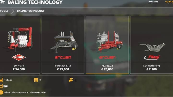 Machines for collecting bales. - Farming Simulator 19: Baling technology, hay - List of vehicles and machines - Farming Simulator 19 Guide and Tips