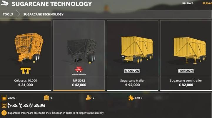Sugarcane trailers. - Farming Simulator 19: Trailers, semi-trailers - List of vehicles and machines - Farming Simulator 19 Guide and Tips