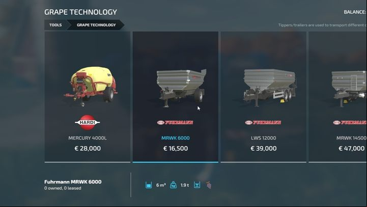 Important: you must use special trailers to transport grapes (not olives) - Farming Simulator 22: Fruit-growing - Orchards & greenhouses - Farming Simulator 22 Guide