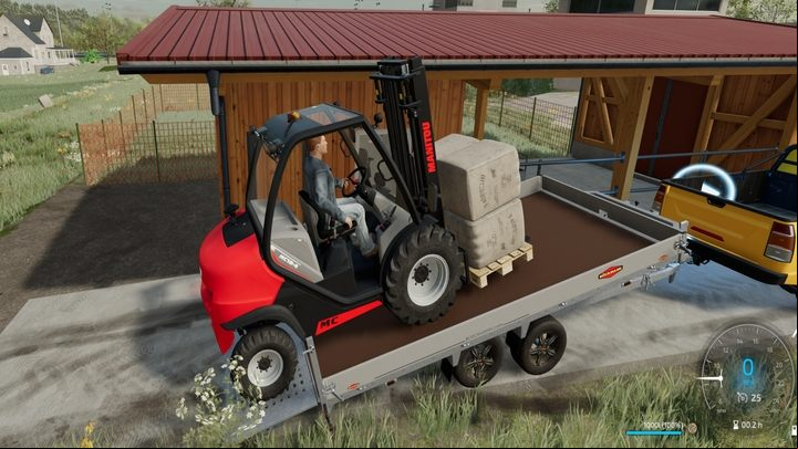 Eventually, pallets of wool will start appearing in the designated area near the building - Farming Simulator 22: Sheep - breeding, tips - Breeding - Farming Simulator 22 Guide