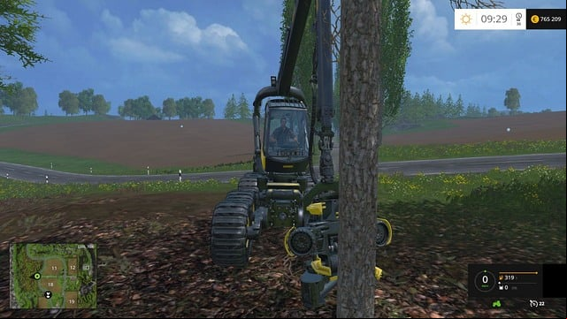 To cut down a tree, you have to place the machine correctly. - Woodcutting - Other - Farming Simulator 15 Game Guide