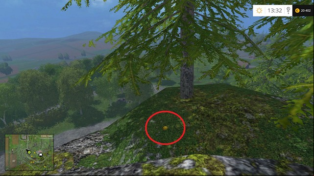On a high rock, next to a tree - Section F - coins 70 - 89 - Gold Coins - Farming Simulator 15 Game Guide