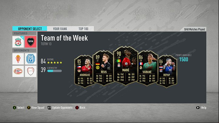In TOTW 13, we can also see other very famous names such as Marco Reus, Memphis Depay or Luis Alberto (second nomination) - Team of the Week 13 (TOTW) - FIFA 20 Ultimate Team - Team of the Week - FIFA 20 Guide