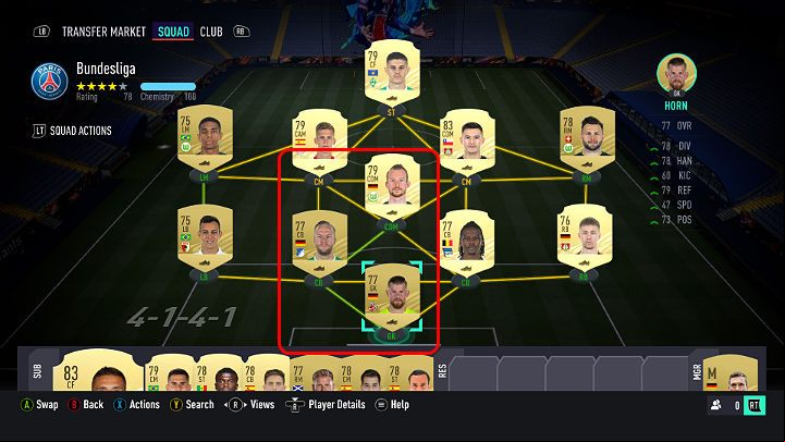 The picture above indicates footballers who have received a full chemistry and a green connection - FUT 21: Team chemistry - how to achieve? - FIFA Ultimate Team - FIFA 21 Guide