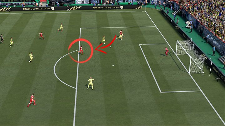 The picture above illustrates a situation where one of the wingers has gone into the penalty area and has been attacked by a defender - FIFA 21: Centers - Basics - FIFA 21 Guide