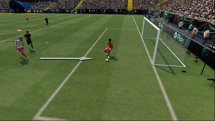 These shots are very difficult to defend against due to the height the ball flies on towards the goal - FIFA 22: Shots on target - Basics - FIFA 22 Guide