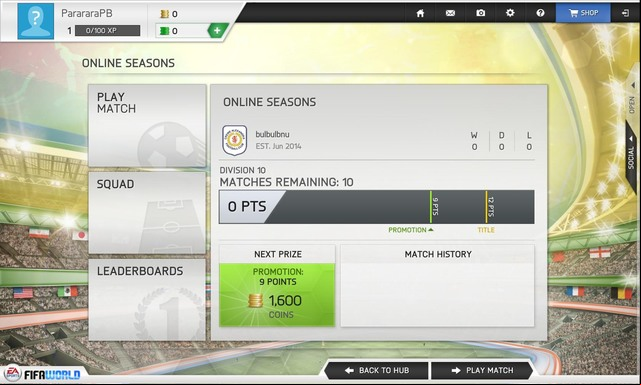 In this mode you climb a ladder consisting of 10 divisions and try to get as high as you can in online leaderboards - Modes - FIFA Ultimate Team - FIFA World - Game Guide and Walkthrough