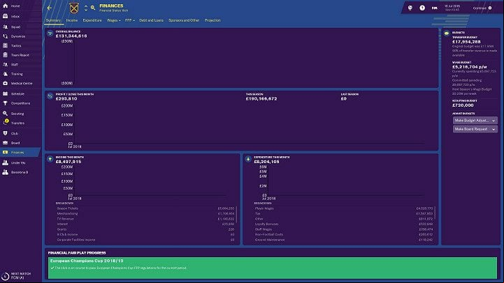 As a manager of a football club you must also take care of its finances - Funds in Football Manager 2018 - Club management - Football Manager 2019 Guide and Tips