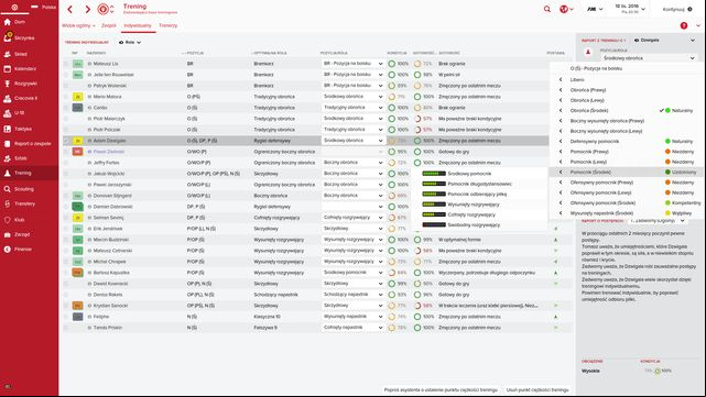 While selecting role training, you receive information on the players position and his predisposition towards playing on that position. - Individual training - Training - Football Manager 2016 - Game Guide and Walkthrough