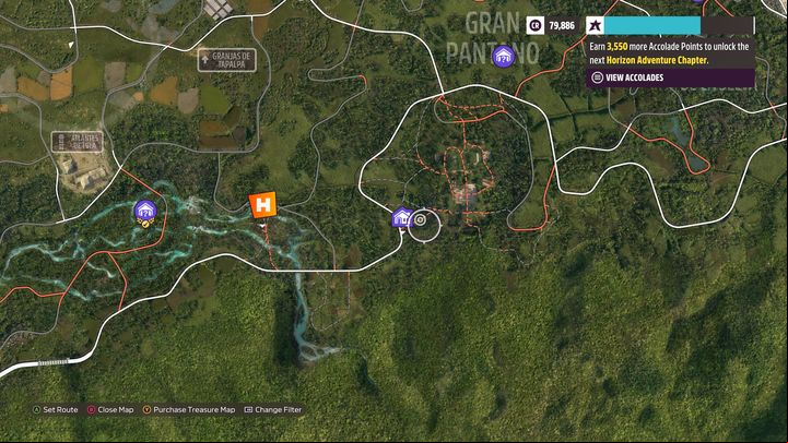 The property is located to the south of the main map, near Gran Pantano - Forza Horizon 5: All properties - list - Guide - Forza Horizon 5 Guide
