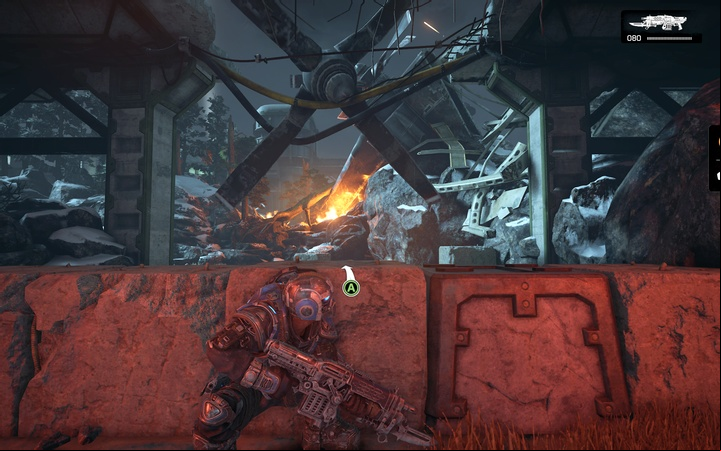 To jump over obstacles, take cover behind them and press the button once again. - Act 1:0 - Prologue | Walkthrough - Walkthrough - Gears of War 4 Game Guide