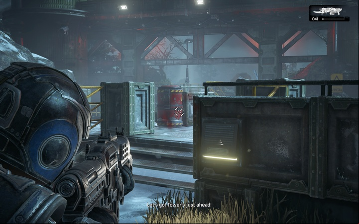 The red drums explode and they have a long radius of effect - locate them in the first place. - Act 1:0 - Prologue | Walkthrough - Walkthrough - Gears of War 4 Game Guide