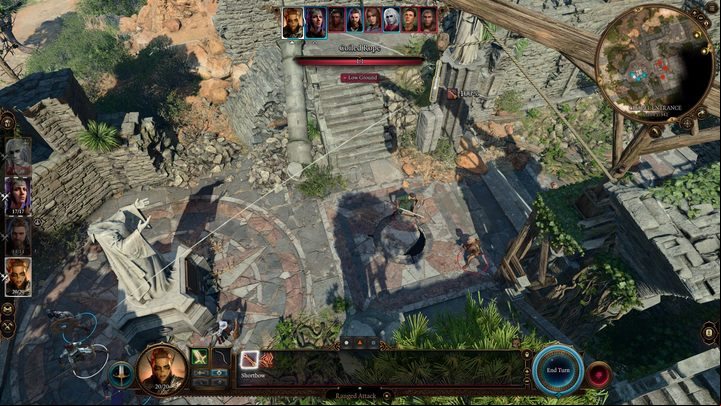 Contrary to appearances, it is better to start the fight from the front entrance than from the window to the west, which would give you an advantage in height - Baldurs Gate 3: Explore the ruins walkthrough - Act 1 - Baldurs Gate 3 Guide, Walkthrough
