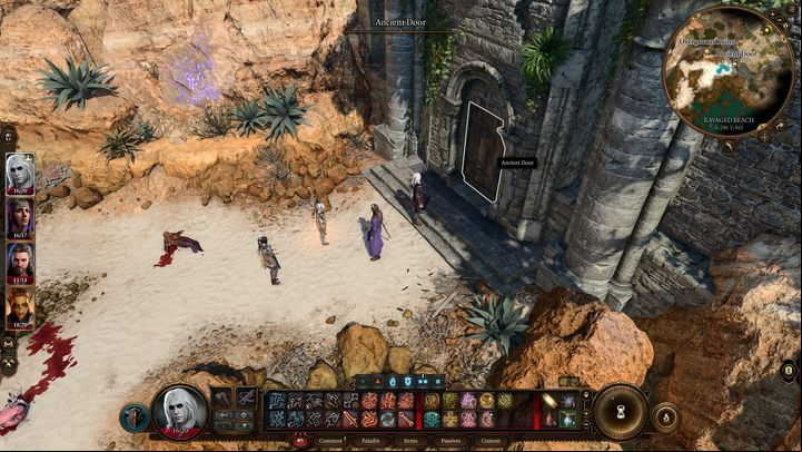 The second entrance to the ruins is a wooden door on the beach, right next to the fast travel point, near the meeting point with Shadowheart - Baldurs Gate 3: Explore the ruins walkthrough - Act 1 - Baldurs Gate 3 Guide, Walkthrough