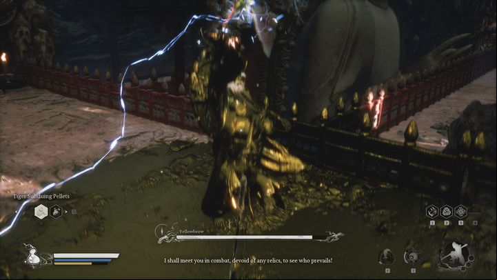 The boss will start the duel by gilding his skin - Black Myth Wukong: How to defeat boss Yellowbrow? - Chapter 3 - Black Myth Wukong Guide