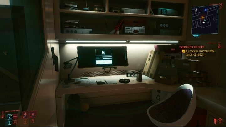 You can also interact with the computer, which allows you to browse the Internet and read e-mails - Cyberpunk 2077: Vs Apartment - Basics - Cyberpunk 2077 Guide