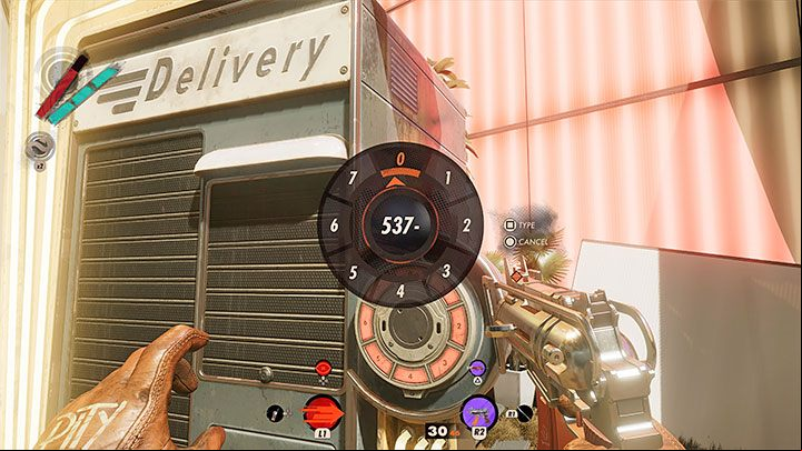 Once you have reached any active delivery booth, you can interact with the keyboard and enter the code 5370 - Deathloop: Delivery booths - how to unlock? - FAQ - Deathloop Guide