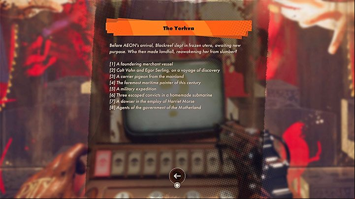 After interacting with the screen, a random question is selected (the order in which the questions are asked isn't predetermined - Deathloop: Yerhva - how to the quiz? - FAQ - Deathloop Guide