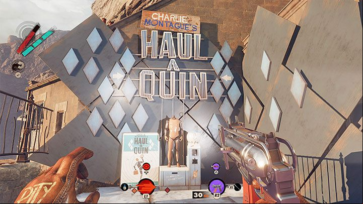 Haul-A-Quinn is a unique machine associated with Charlie's game, located to the right of the tunnel exit in Karl's Bay district - Deathloop: A Charlie Montague Game - trophy, how to get? - Trophy Guide - Deathloop Guide