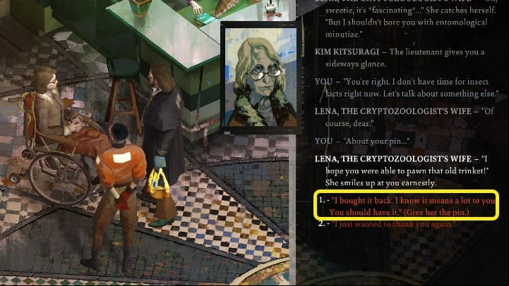The pin can be pawned at Roy's Pawnshop and thus receive a small sum of money - Disco Elysium: Return Lenas pin - walkthrough - Personal - Disco Elysium Guide