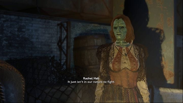 Continuing along the hollow path, you will eventually come across Rachel Hall, the leader of the Thamesfolk - Fallout London: How to get to Thameshaven? - Transition description - Fallout London Guide