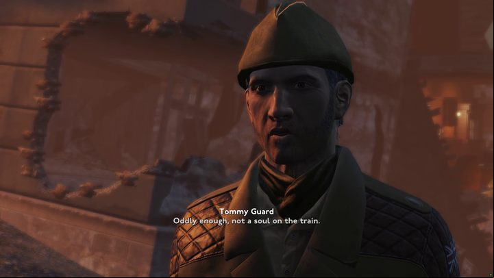 Talk to the Tommies guard standing by the crater - Fallout London: How to get to Westminster? - Transition description - Fallout London Guide