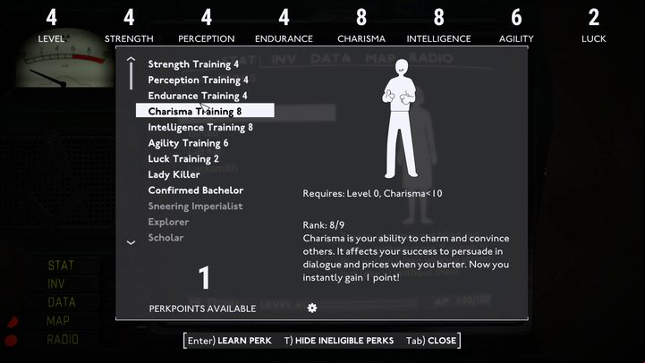 Set of 7 perks named "Stat Name" Training is the simplest of the abilities - Fallout London: Best perks - Basics - Fallout London Guide