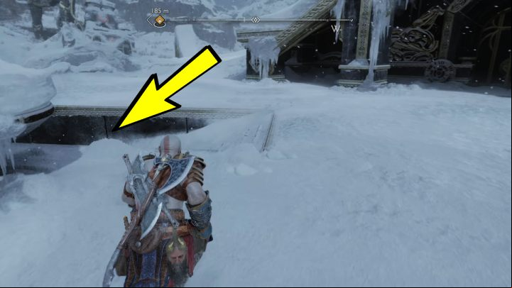 There is a crane under the bridge that will take you up - God of War Ragnarok: Lake of Nine, Midgard - secrets, collectibles - Midgard - God of War Ragnarok Guide