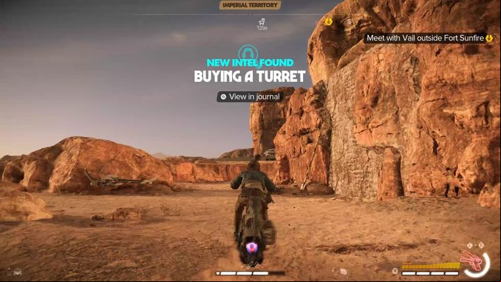 Once you arrive at Fort Sunfire, climb to the top of the nearby cliff using the climbing walls and grappling hook, and speak to Vail to officially begin your infiltration - Star Wars Outlaws: Jabbas Favor - walkthrough - Tatooine - Star Wars Outlaws Guide