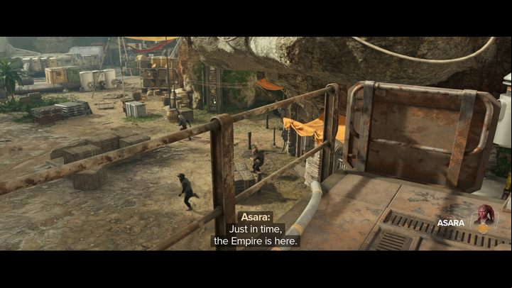 The computer that activates the cages is located on the mezzanine - Star Wars Outlaws: Legacy - walkthrough - Epilogue - Star Wars Outlaws Guide