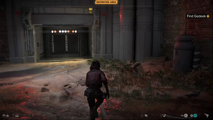 Go down to the bottom of the room and enter the newly opened elevator - Star Wars Outlaws: The Droidsmith - walkthrough - Akiva - Star Wars Outlaws Guide