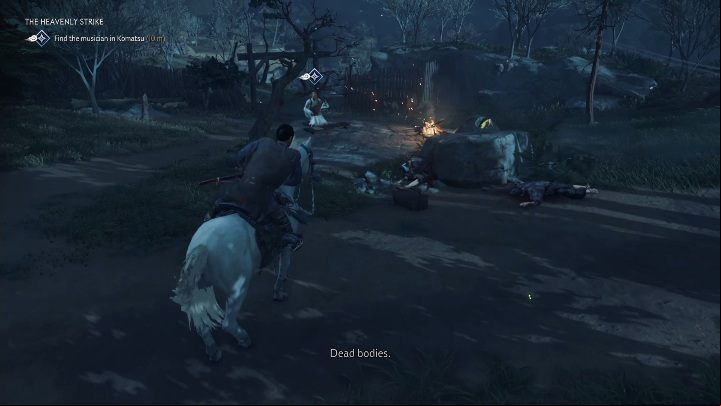 The quest begins with a conversation with the musician - Ghost of Tsushima: The Heavenly Strike walkthrough, Mythical Tales - Mythic Tales - Ghost of Tsushima Guide, Walkthrough