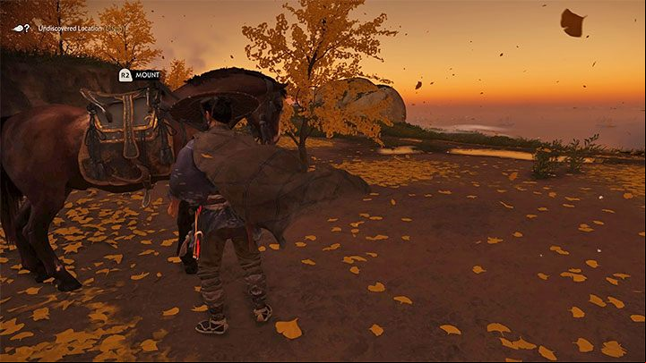 You have to stand next to the horse and press R2 - Ghost of Tsushima: How to get horse? - World exploration - Ghost of Tsushima Guide, Walkthrough