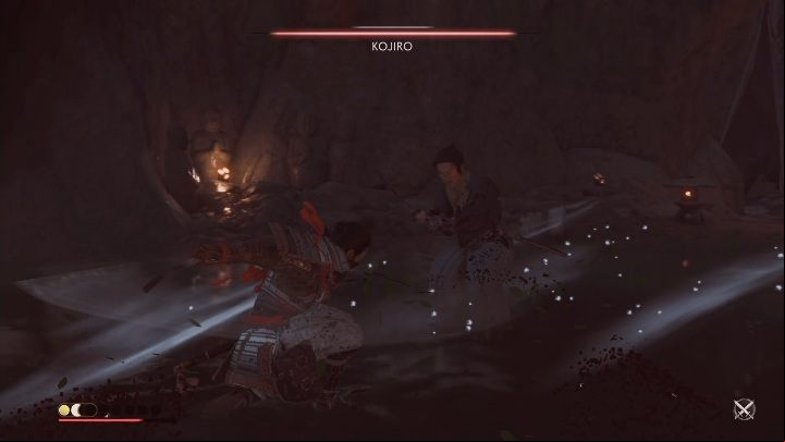 It is worthwhile to protect yourself before entering the boss area and recharge your Resolve (represented by the yellow circles above the health bar) - Ghost of Tsushima: How to beat Kojiro? Video guide - Side quests - Ghost of Tsushima Guide, Walkthrough