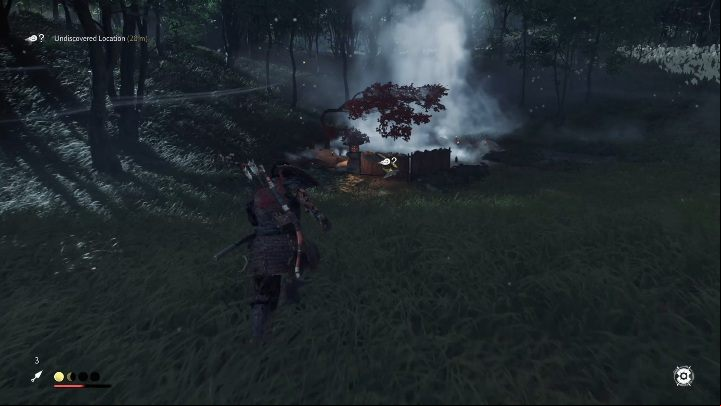 Youll find this hot spring right next to the lake - Ghost of Tsushima: Hot Springs, Izuhara Region secrets map, video guide - Izuhara Region - Ghost of Tsushima Guide, Walkthrough